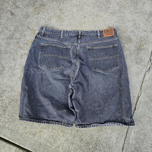 Vtg 90s POLO JEANS COMPANY Plain Earthtone Super Baggy Denim Shorts Jorts 42 - Picture 1 of 8